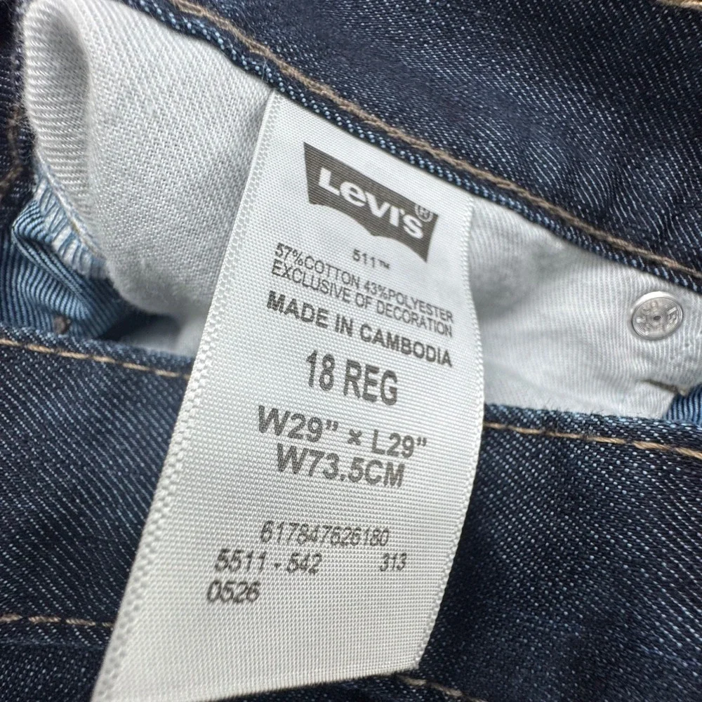 Levi's 511 Slim Fit‎ Dark Wash Jeans Women's Size 18 Reg W29 L29